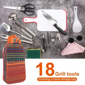 19-Piece Camping Utensil Kit -  Portable