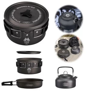 3Pcs/Set Camping Cookware Set with Water Kettle